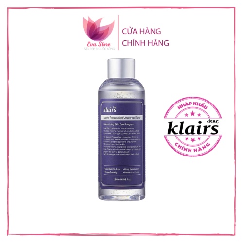[Nhập Khẩu] Nước Hoa Hồng Không Mùi Dưỡng Ẩm, Làm Dịu Da Klairs Supple Preparation Unscented Toner 180ml