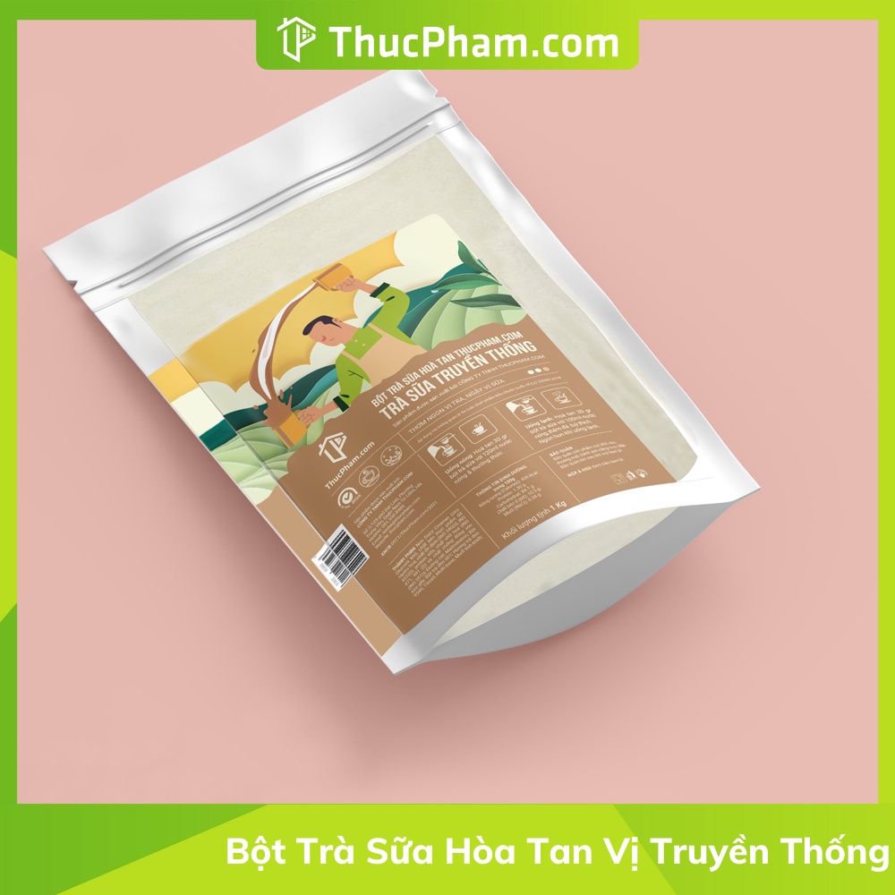 Bột Trà Sữa Hòa Tan ThucPham.com Vị Truyền Thống - 1kg - Thơm Ngon Vị Trà, Ngậy Vị Sữa