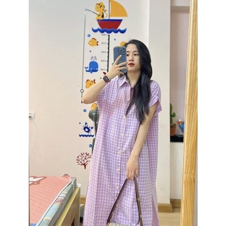 Đầm sơmi suông caro