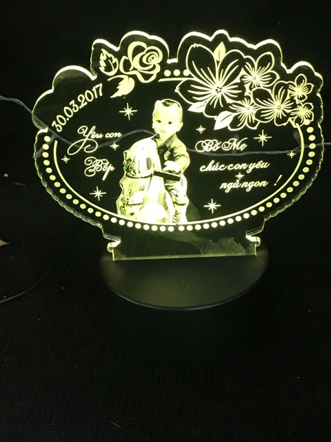 Khung Đèn Mica 3d, Khung Mica Trang Trí ~hình ảnh theo yêu cầu - Mã TRONHOA ( không kèm đế )