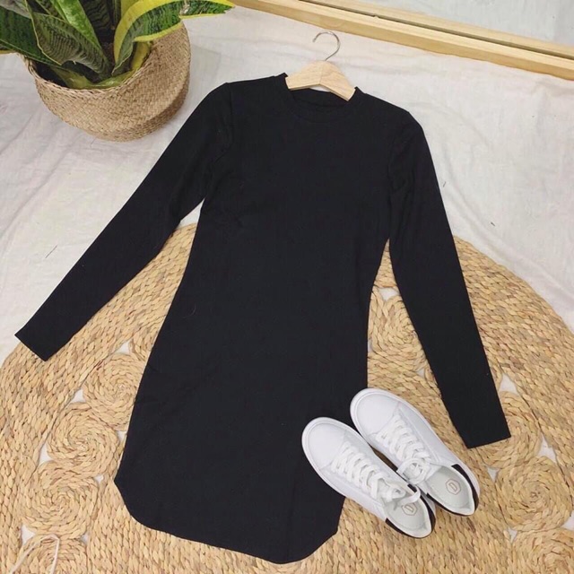 Siêu hót ⚡️⚡️váy body đầm body nữ vạt bầu xỏ ngón dài tay váy thun nữ ôm tôn dáng | BigBuy360 - bigbuy360.vn