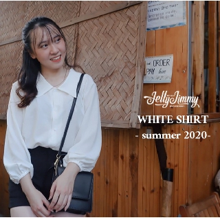 Áo sơ mi voan trắng tay bồng