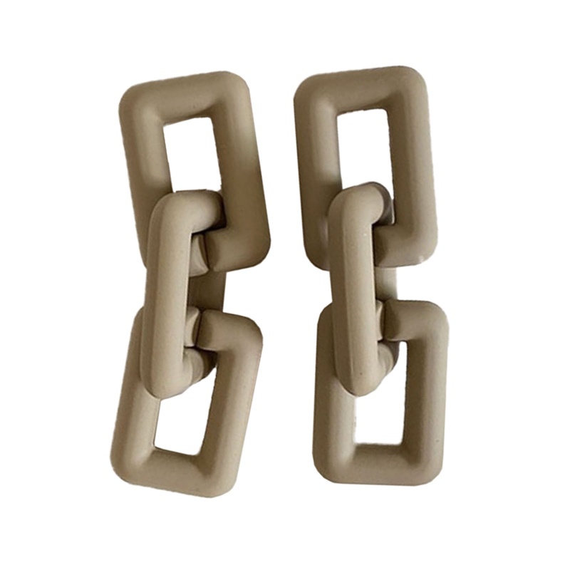 Bông Tai Dạng Dây Xích Dày Mặt Hình Chữ Nhật Nhiều Màu