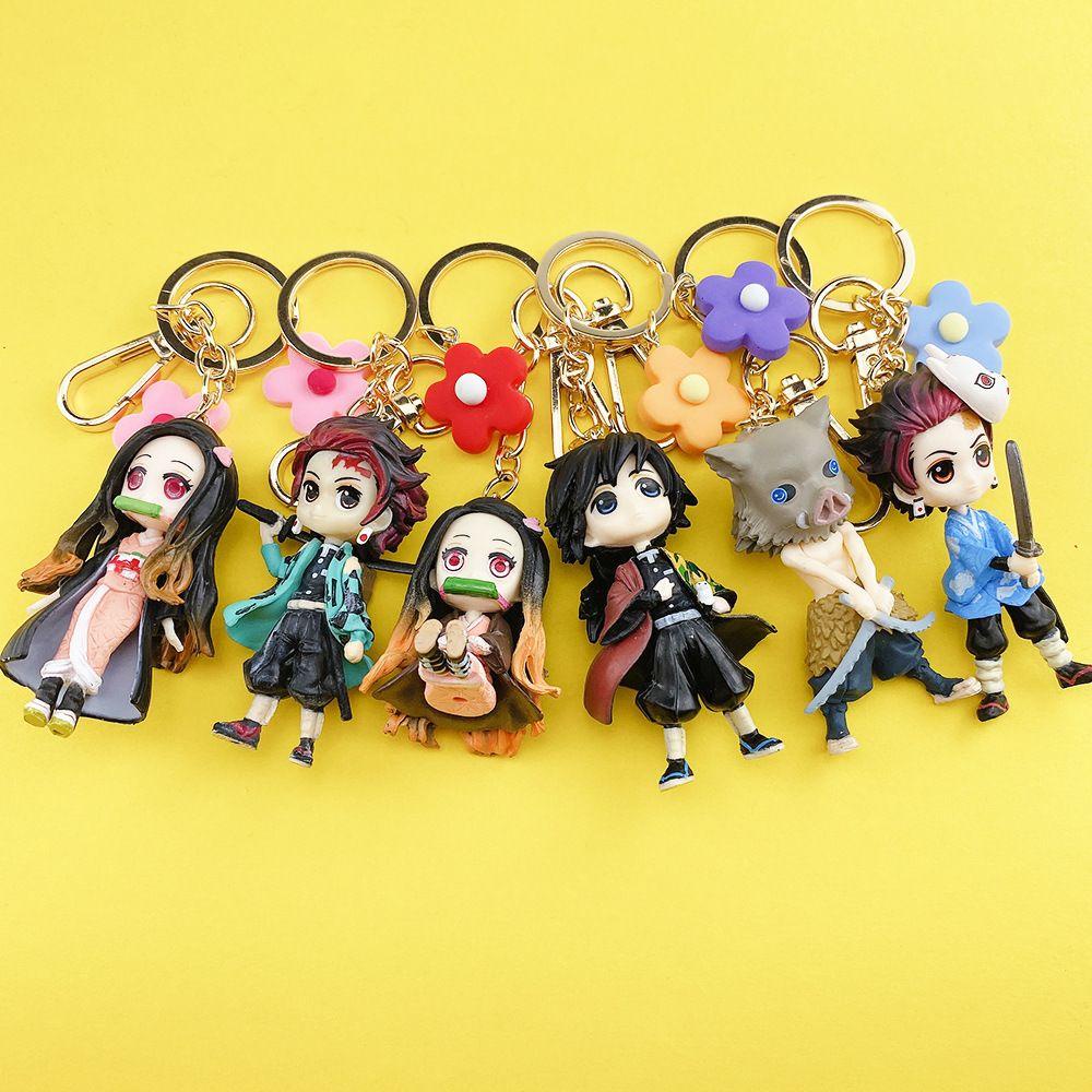 RAINBOW Móc Khóa Cao Su Họa Tiết Hoạt Hình Kimetsu No Yaiba 3D Ngộ Nghĩnh