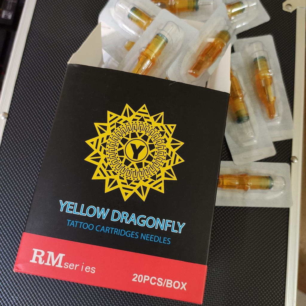 Hộp kim xăm Pen 15RM Yellow Dragonfly đánh màu