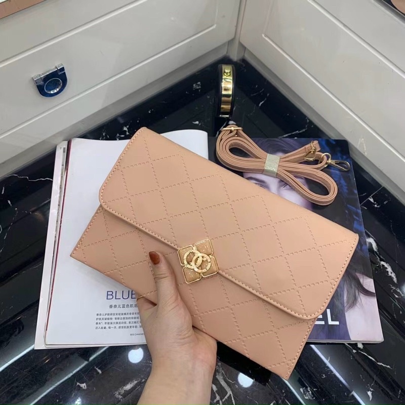 ví da cầm tay- clutch da nữ bản to đi tiệc khoá hoa cn thơif trang sang chảnh, trẻ trung siêu xinh