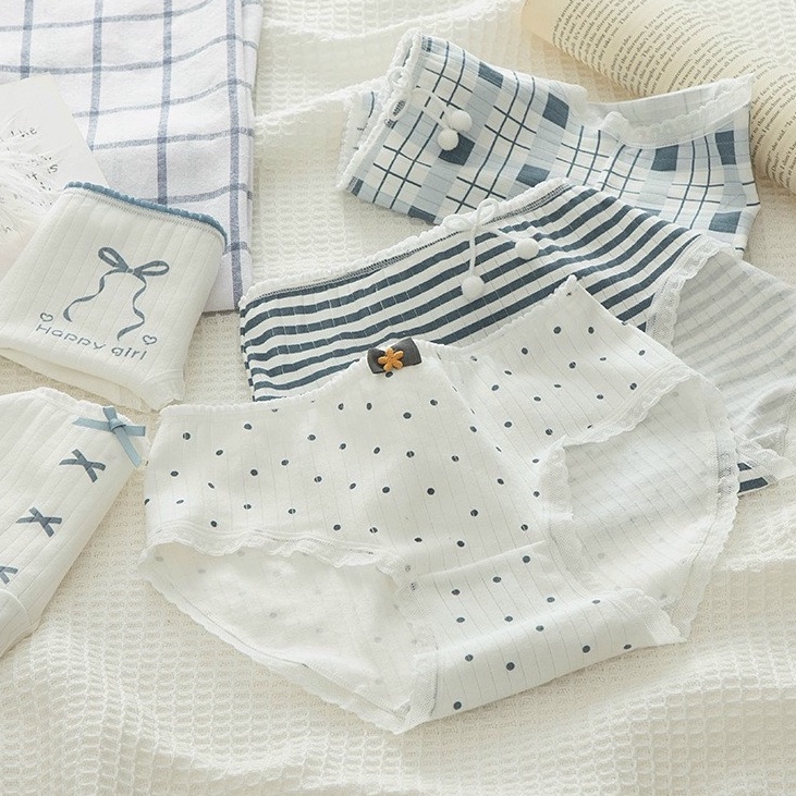 🍓🍓🍓Quần Lót Cotton kẻ bi T01 Xinh Xắn🍓🍓🍓