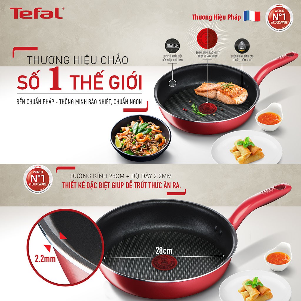 Chảo chiên chống dính đáy từ Tefal So Chef G1350695 đường kính 28cm - Chính hãng, bảo hành 24 tháng