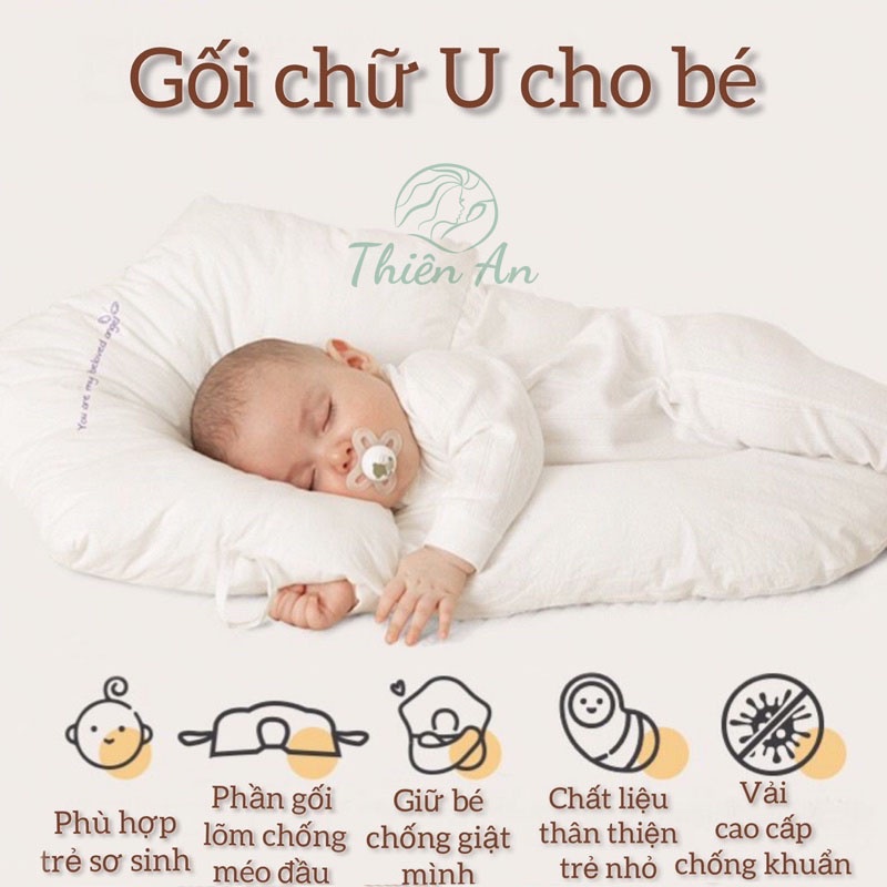 Gối chữ u cho bé, gối ôm cho bé sơ sinh, gối chặn cho bé ngủ ngon, chống méo đầu, giật mình ở trẻ sơ sinh