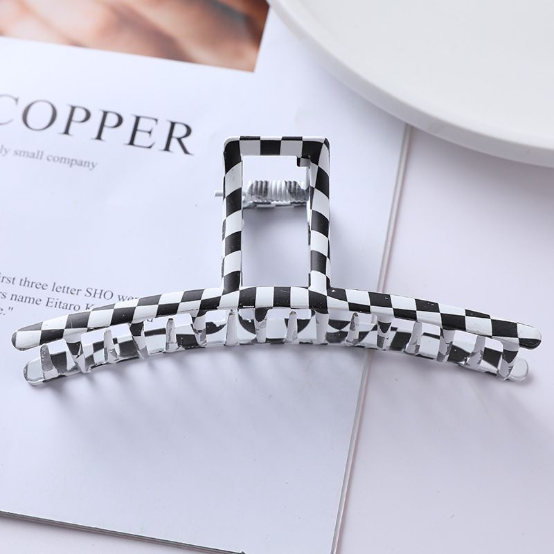 Kẹp Tóc Kim Loại Caro, kẹp tóc trắng đen
