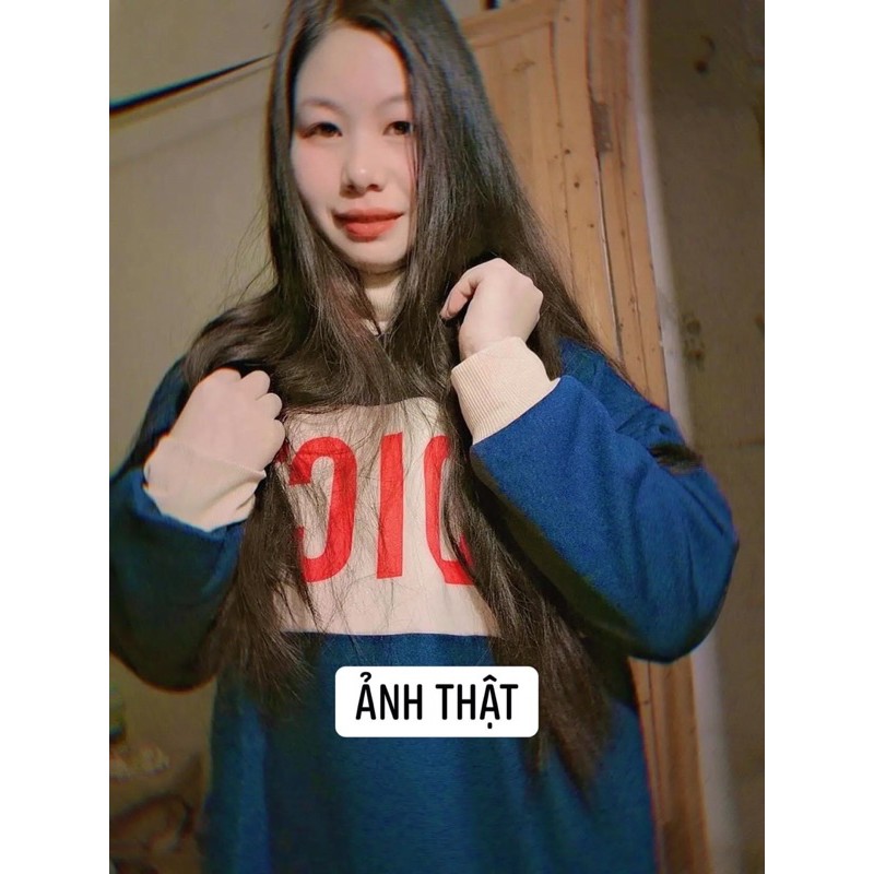 ( Hàng có sẵn) Áo Hoodie Nỉ Bông Phối Cổ Lọ Bigsize 70kg - 80kg