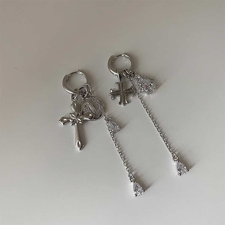 Khuyên Tai Bất Đối Xứng Đính Đá zircon Thời Trang
