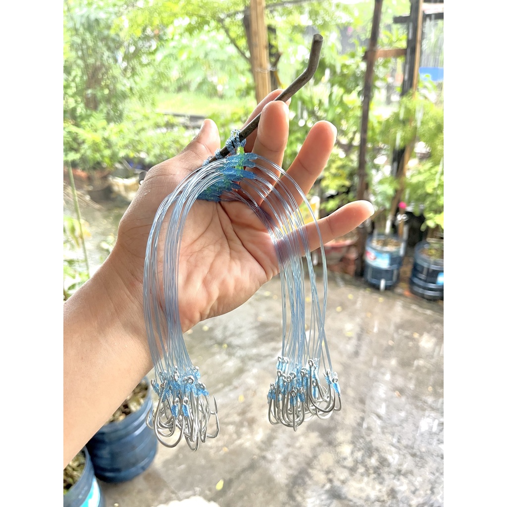 CHÙM NHO CÂU CÁ TRA 6 LƯỠI X SLIVER BẠC + DÂY PIONER 0,8 ( BAO ĐỨT DÂY CHO ANH EM)