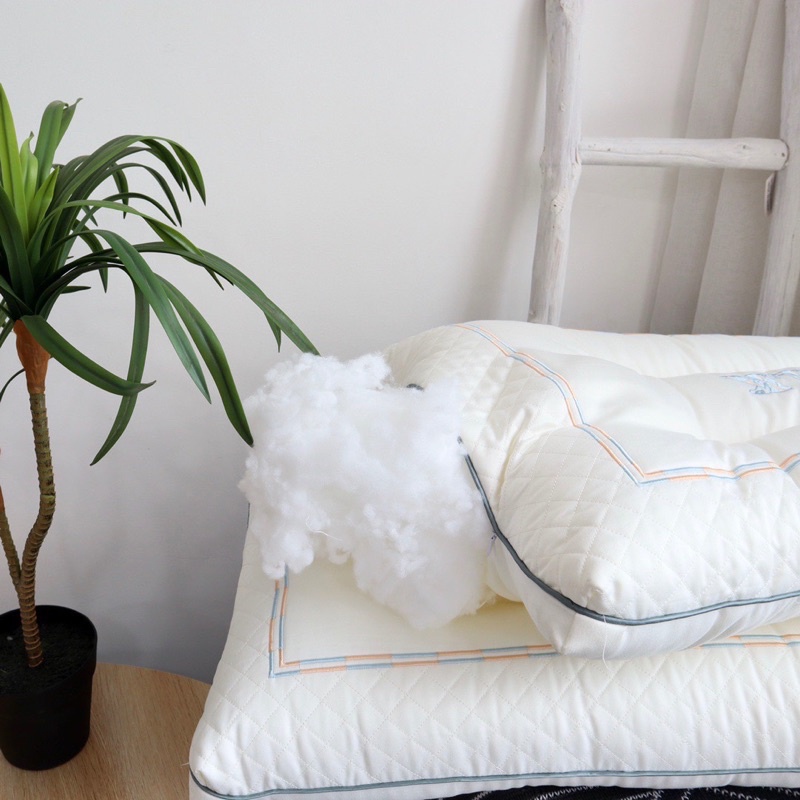 Gối matxa Bamboo BÒ SỮA cao cấp dành cho người gối thấp chống đau mỏi vai gáy