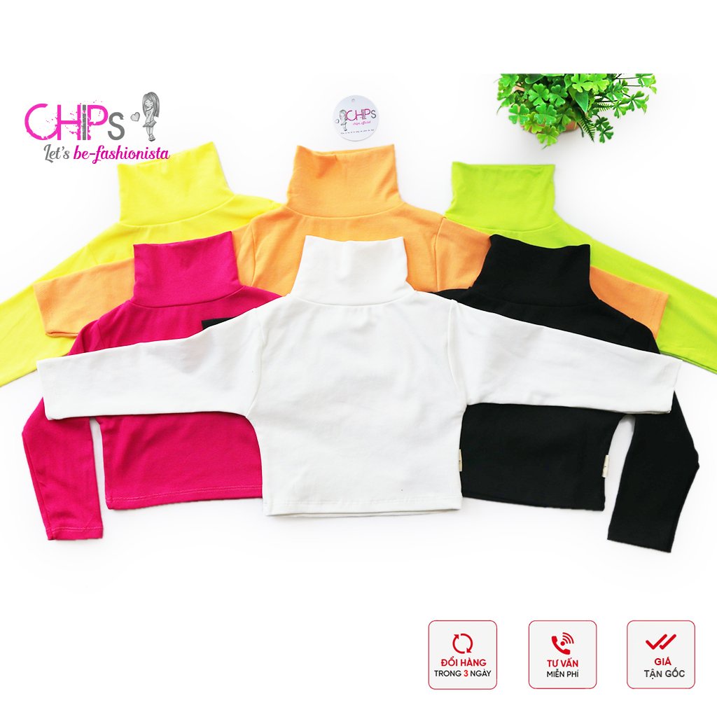 Áo Croptop Dài Tay Thu Đông Cổ 5cm Cho Bé Gái Cực Xinh