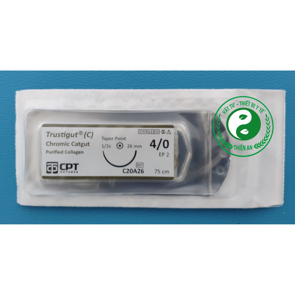 Chỉ Tự Tiêu Cpt Trustigut C 3/0 4/0 (Chromic Catgut) - Chỉ Phẫu Thuật Và Dùng Cho Cấy Chỉ Tự Tiêu Sau 2 - 3 Tuần