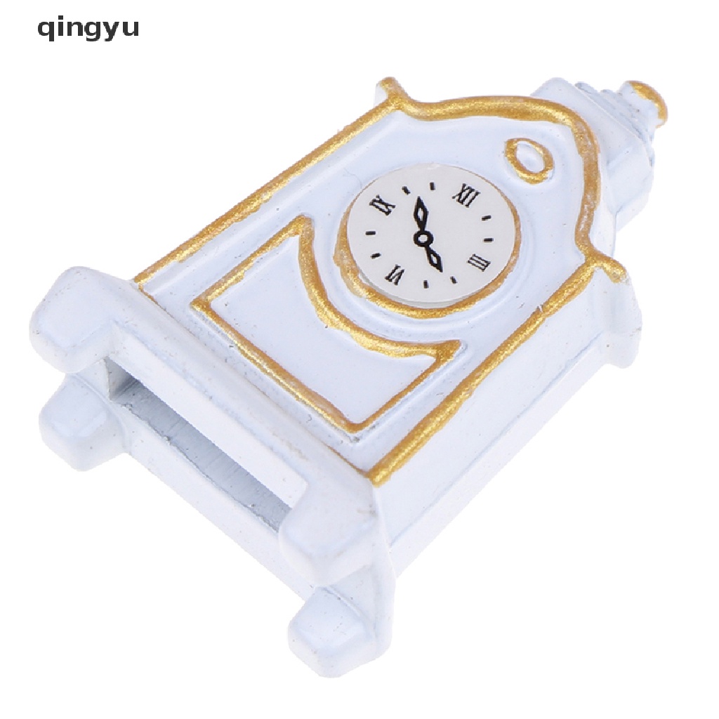 1 Mô Hình Đồng Hồ Để Bàn Màu Trắng Phong Cách Retro Cho Nhà Búp Bê Tỷ Lệ 1: 12