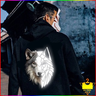 Áo khoác Hoodie nỉ ngoại cao cấp in hình Sói phản quang Nam Nữ
