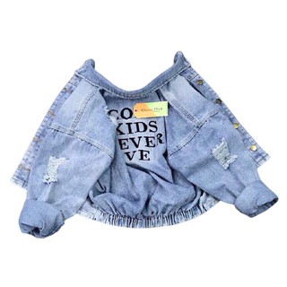 Áo khoác jean denim nữ cao cấp, thêu cool, bo chun dưới lai, chất jeans dày dặn, phom rộng,2 màu