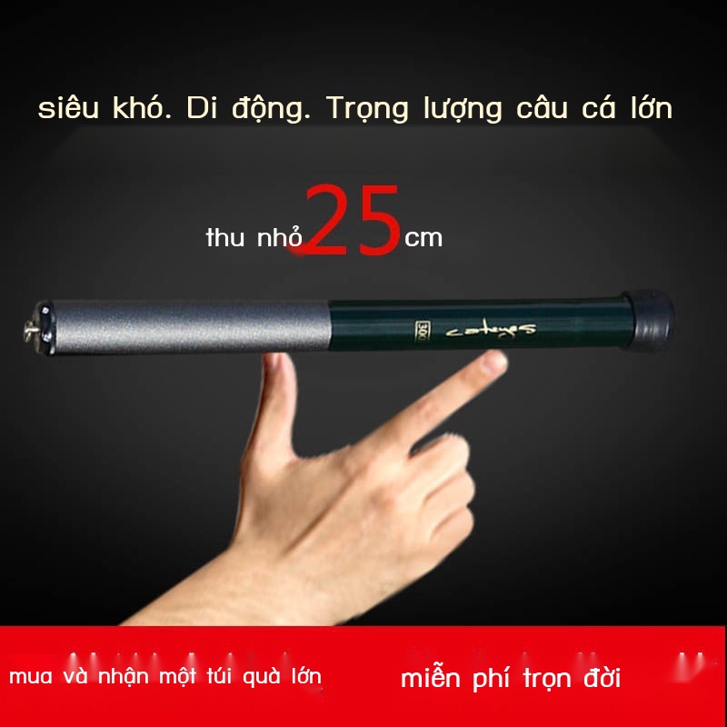 câu cá ngoài trời∋☎⊕Cần câu siêu ngắn có túi mini cần câu carbon cần câu cầm tay siêu cứng cầm tay 28 điều chỉnh 19 điề