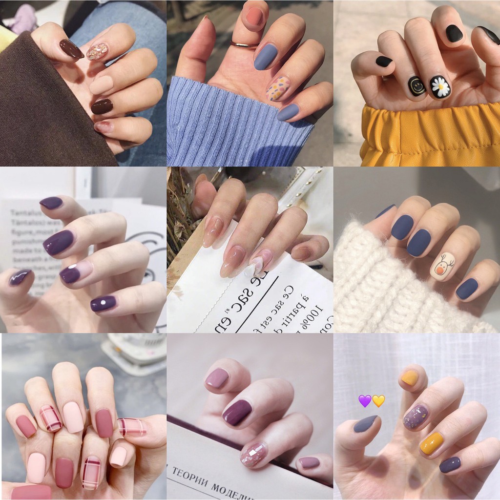 Bộ 24 móng tay giả Nail Nina trang trí nghệ thuật họa tiết đáng yêu mã PD00【Tặng kèm dụng cụ lắp】