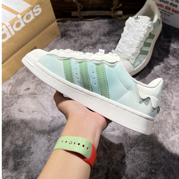 Giày Sneaker Add Super Star Trắng, Hồng Sò 2.0 Cực Đẹp Fullbox, Giày thể thao nam nữ sò bản mới đẹp