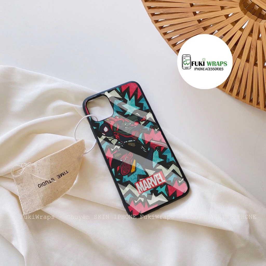 Ốp Lưng Kính Cường Lực / Case Spiderman Chống Vỡ Dành Cho 13ProMax 11ProMax 12ProMax X XS XSMAX  Fukishop