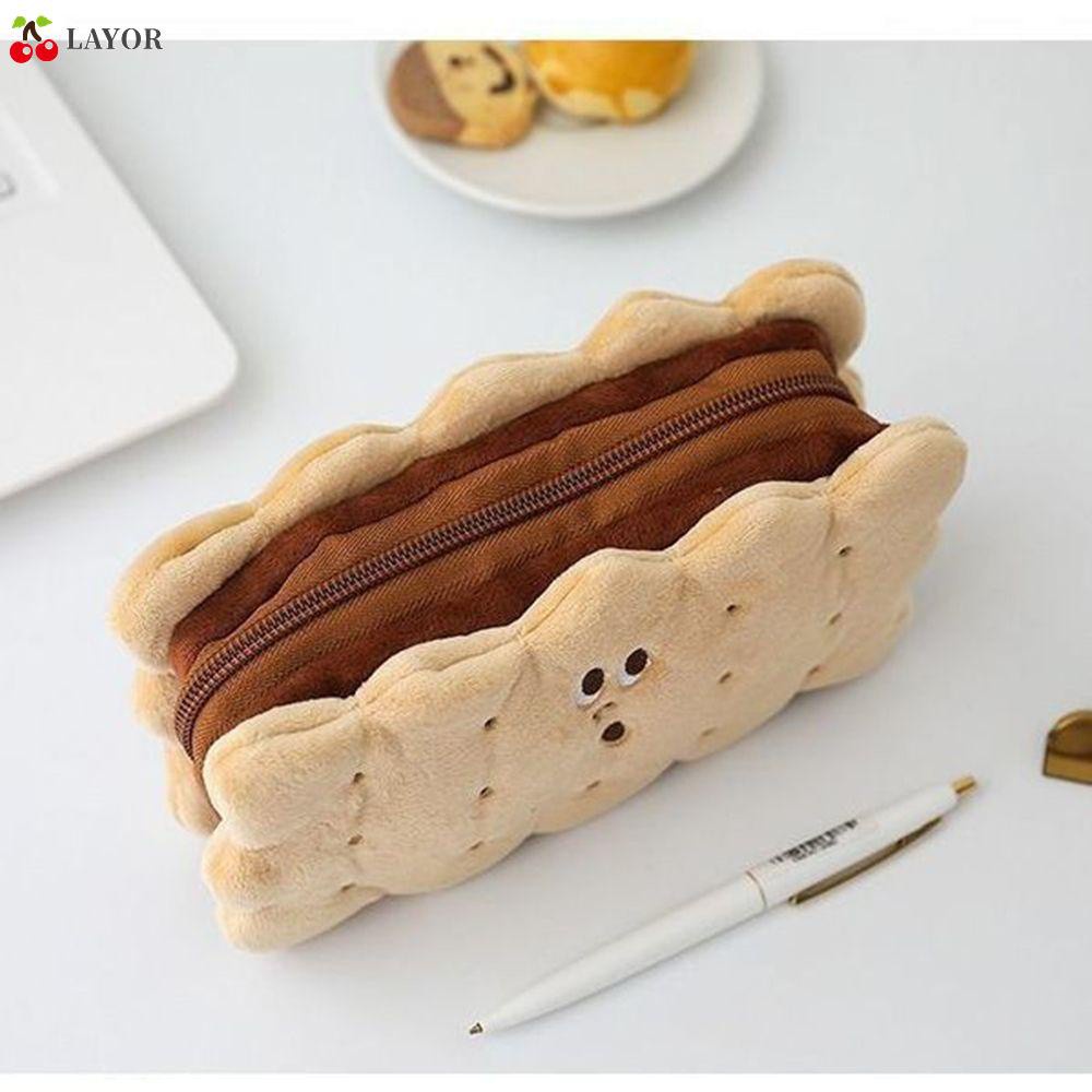 Túi Đựng Bút Hình Bánh Quy Bằng Lông Nhung Dễ Thương Xinh Xắn