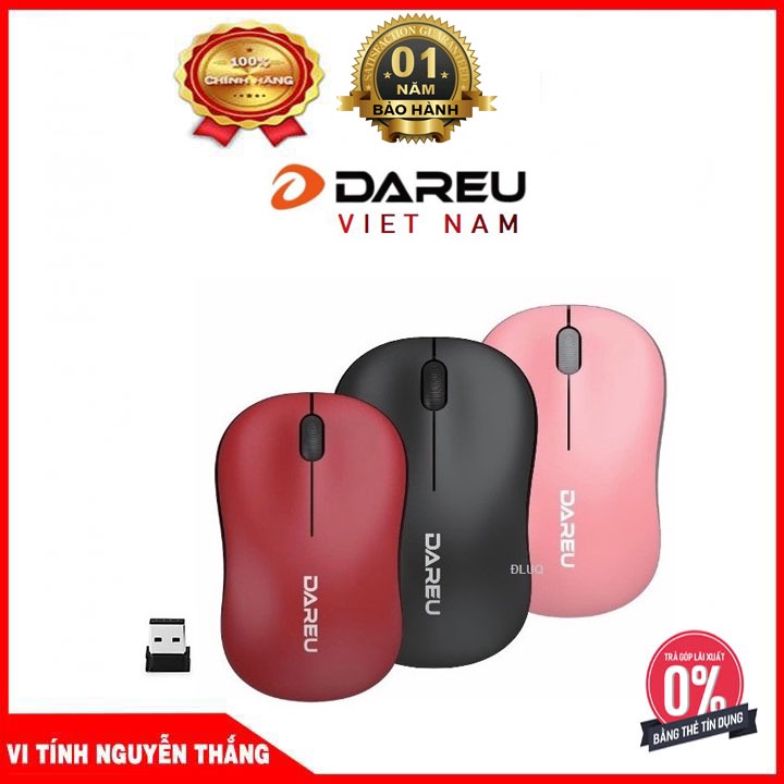 CHUỘT KHÔNG DÂY DAREU LM106G BLACK/ RED /BLUE / PINK NEW (Sài pin)