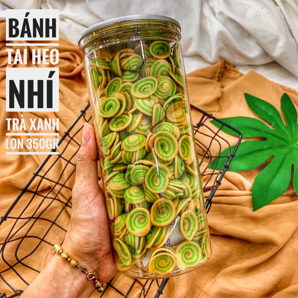 Bánh Tai Heo Nhí Trung Hiếu Vị Trà Xanh - Lon 350gr