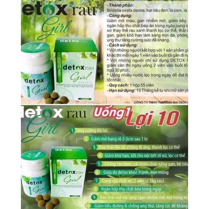 Detox Rau Girl viên uống giảm mỡ bụng .