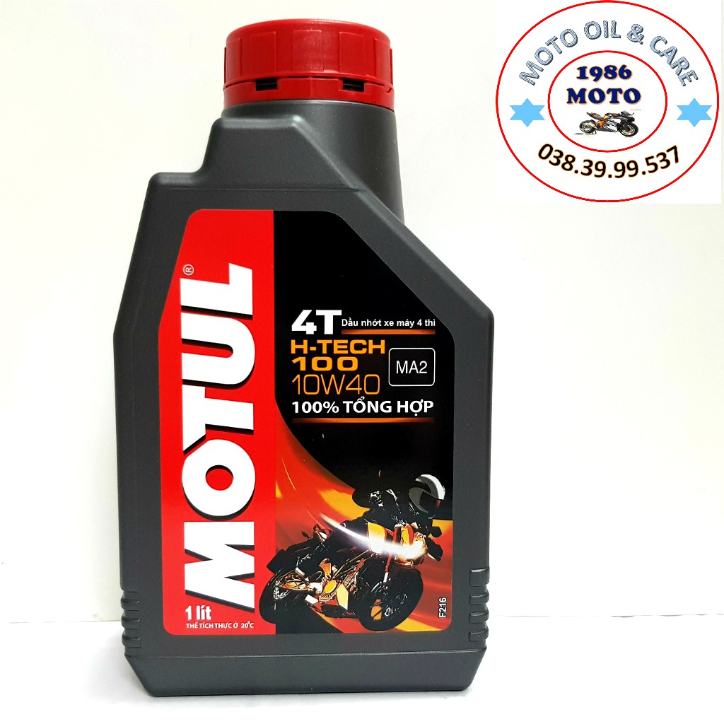 Nhớt tổng hợp 100% cho xe số côn tay Motul Htech 10W40 1L