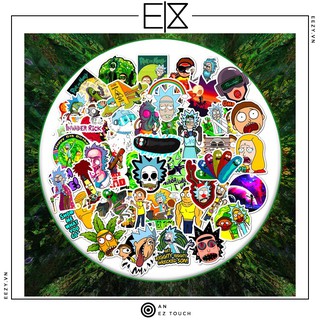 SET 50 MIẾNG STICKER 420 RICK AND MORTY SIÊU CHẤT CHỐNG NƯỚC DÁN NÓN BẢO HIỂM, LAPTOP, VALI, TỦ, BÀN HỌC, XE MÁY