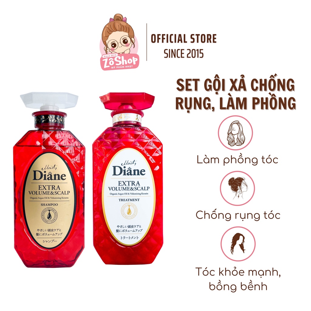 Set Gội Xả Diane Chống Rụng, Làm Phồng Tóc - Moist Diane Extra Volume &amp; Scalp (450ml)