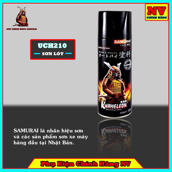 ✘Chai Sơn Lót Bề Mặt Samurai UCH210 Màu Xám - Chính Hãng Bám Dính Tốt Trên Mọi