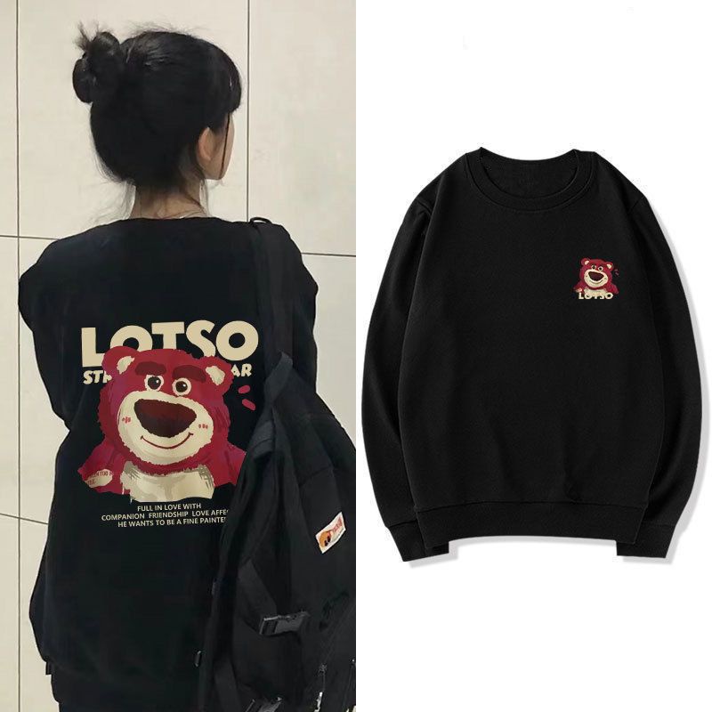 Áo Sweater Mỏng Tay Dài In Họa Tiết Dâu Tây Và Gấu Dễ Thương Thời Trang Xuân Thu Mới Cho Nữ
