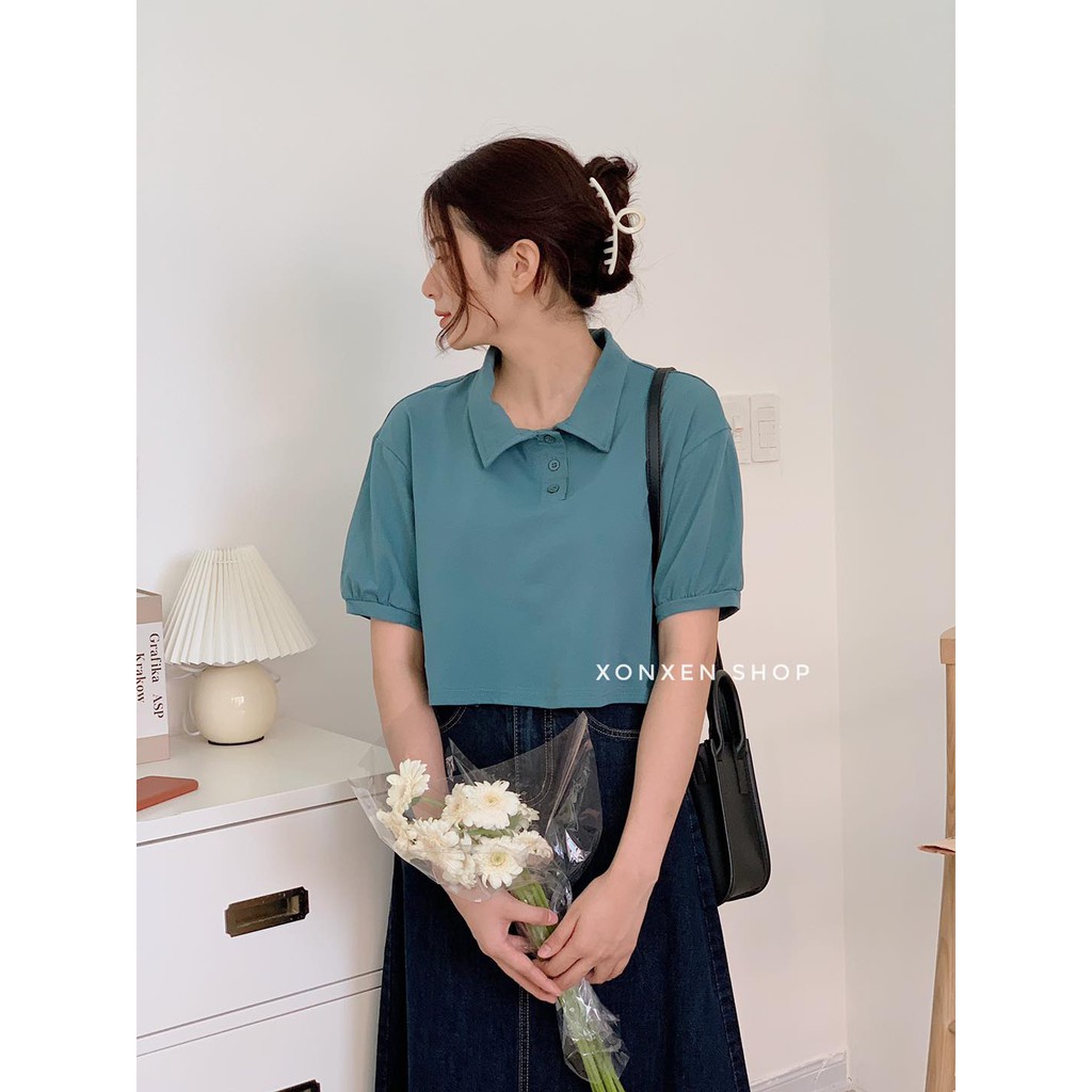Áo thun polo nữ croptop chất cotton thoáng mát Xonxen shop free size mã 1143 | BigBuy360 - bigbuy360.vn