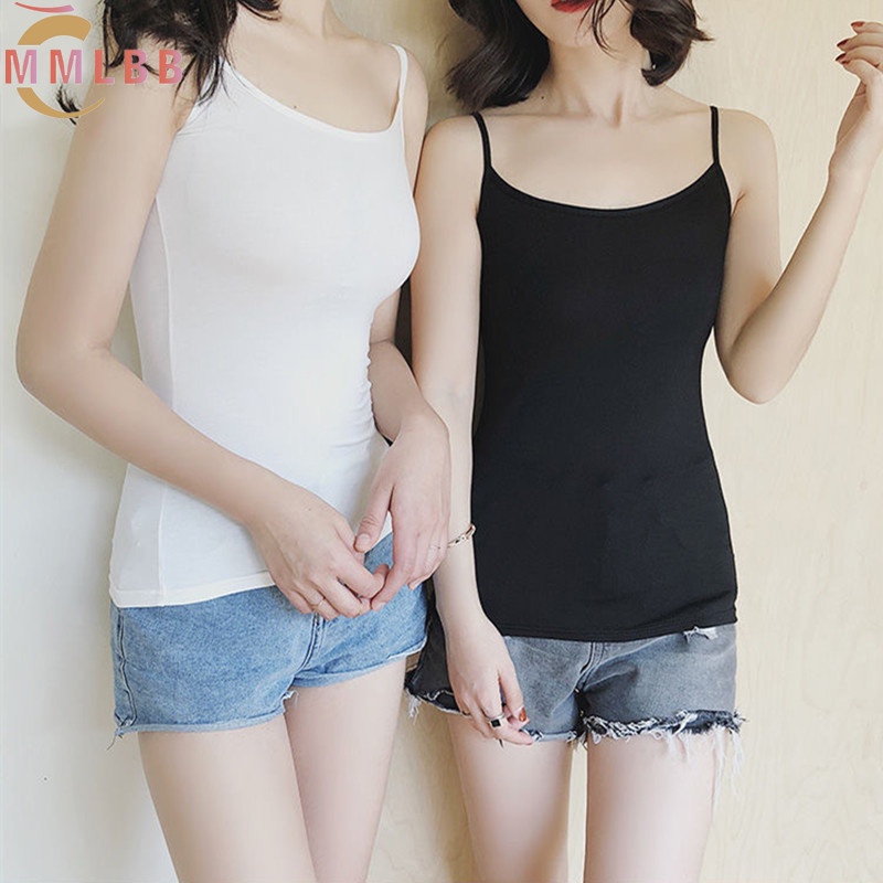Áo thun cotton sát nách màu trắng đen phong cách Hàn Quốc cho nữ