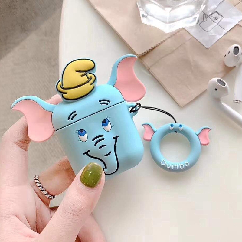 Vỏ silicone mềm họa tiết voi Dumbo dễ thương bảo vệ hộp sạc của tai nghe Airpods