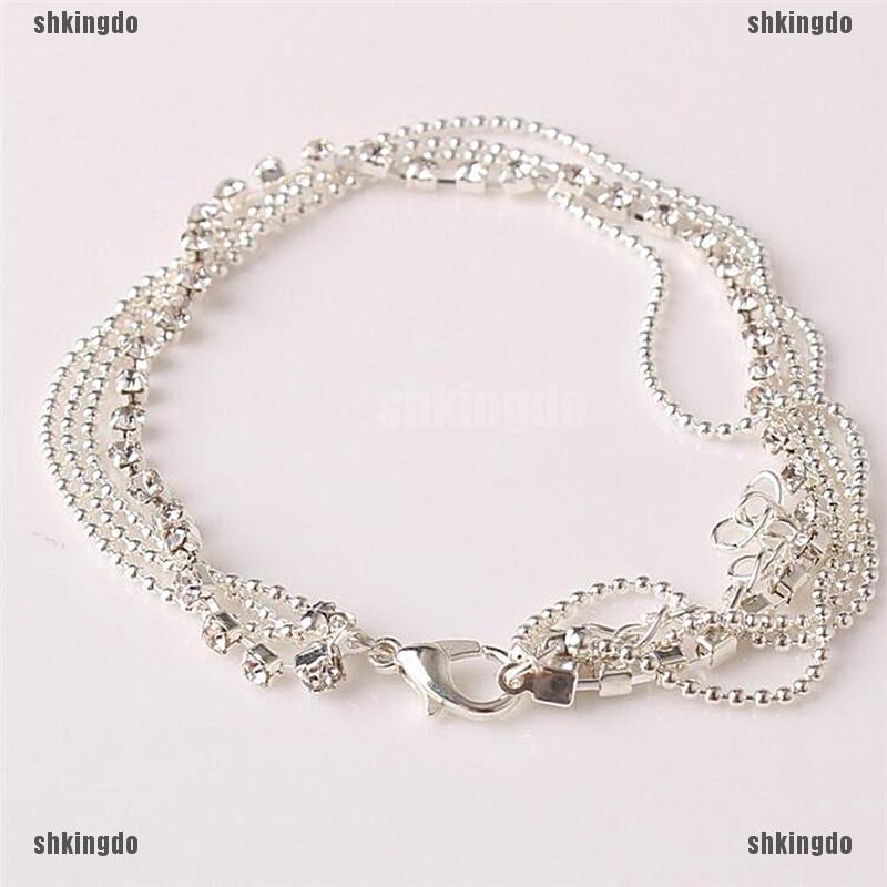 Lắc Chân Nhiều Lớp Đính Đá Pha Lê Quyến Rũ