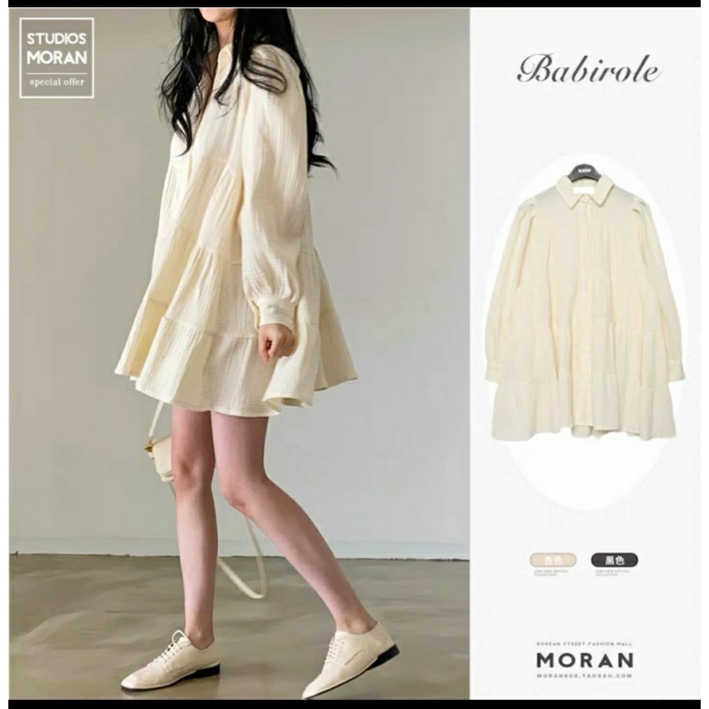 Váy babydoll xốp Hàn mềm bồng bềnh ♥️ đầm sơ mi nhẹ nhàng