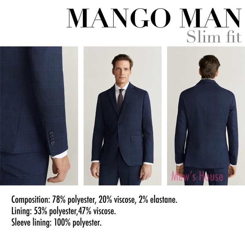 M A N G O áo vest blazer nam hàng nhập khẩu Tây Ban Nha