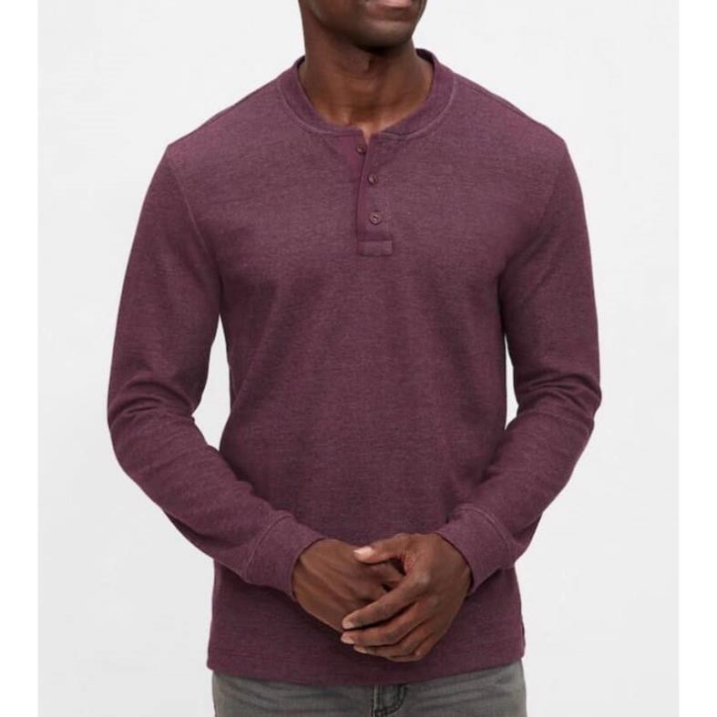 Áo thun GAP nam dài tay cổ trụ nhiều màu Double Knit Henley T-Shirt - Modife Shop  ྇