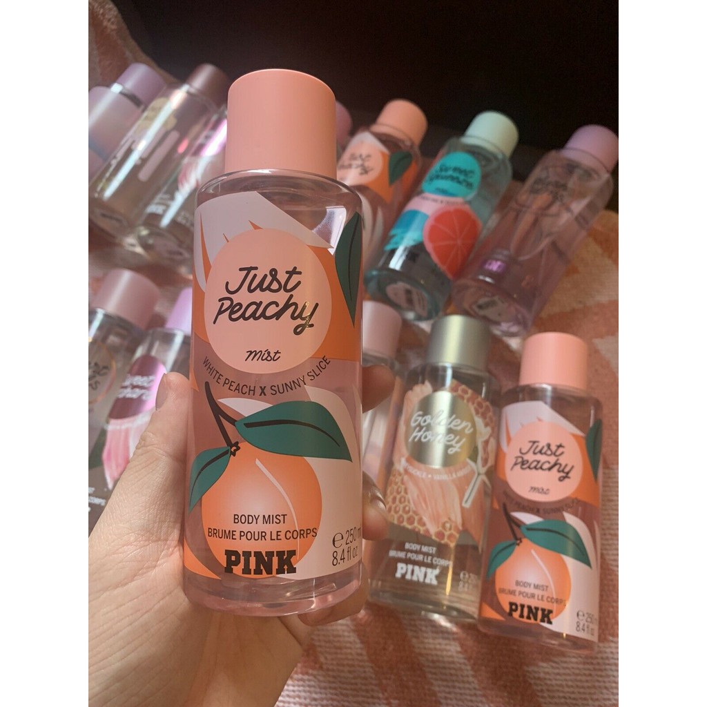 [𝐍𝐄𝐖] Xịt thơm toàn thân PINK Victoria Secret Just Peachy 30ml/50ml/100ml +𝘿𝙚𝙘𝙚𝙢𝙗𝙚𝙧 𝙎𝙝𝙤𝙥+