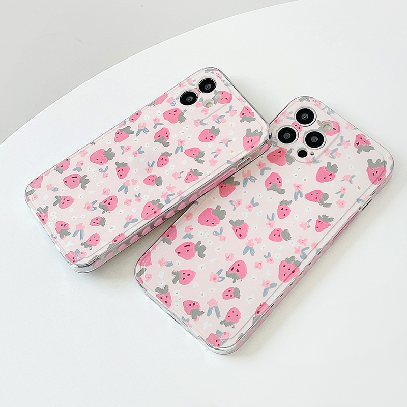 Ốp điện thoại in hình dâu tình yêu 2 mặt chống rớt cho iPhone 12 Pro Max 12Pro 12 Mini iPhone SE2020 11Pro Max 11Pro | BigBuy360 - bigbuy360.vn