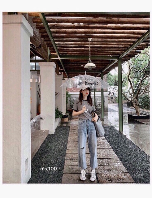 Quần culottes baggy jeans ống loe nhẹ rách gối kèm ảnh thật hàng ulzzang có sẵn tại shop