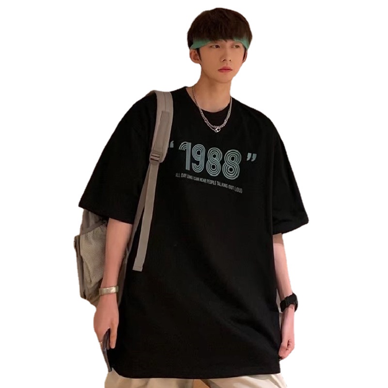 Áo Thun Nam Tay Ngắn Dáng Rộng In Chữ Size M-5XL Phong Cách Hip Hop