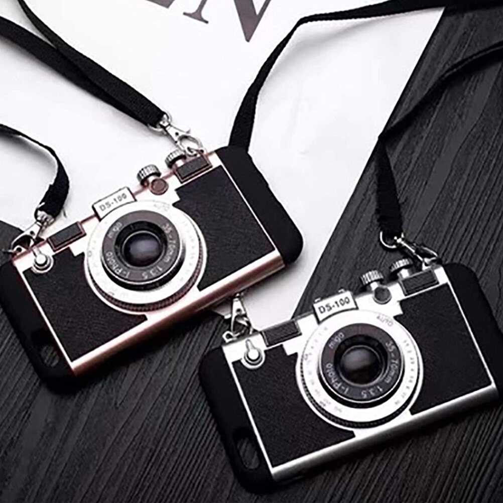 Ốp Điện Thoại Hình Máy Ảnh 3D Có Dây Đeo Cổ Tháo Rời Được Cho iPhone 13 Pro MAX 11 Pro MAX XS MAX XR XS X 7 8 Plus SE 12 / 12Pro