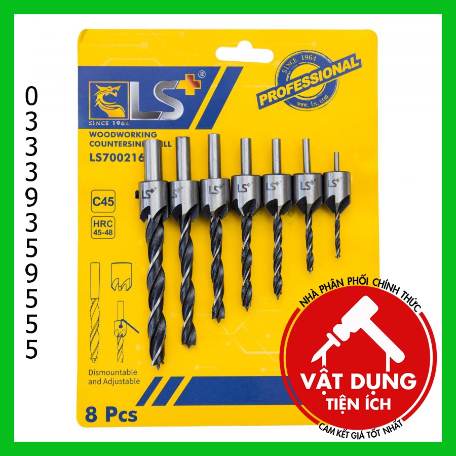 BỘ 8 MŨI KHOAN, MŨI KHOÉT GỖ CAO CẤP LS+ (CHÍNH HÃNG)
