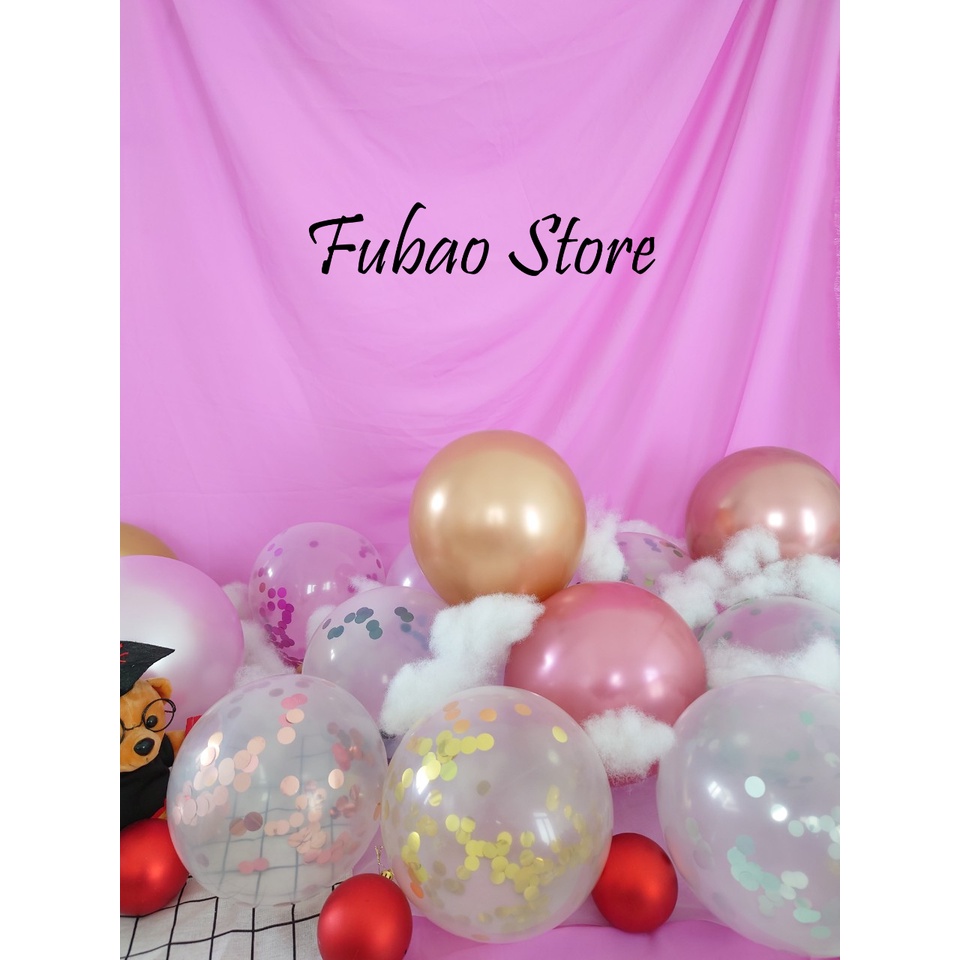 Bong bóng kim tuyến trong suốt, sequin, confetti, trang trí sinh nhật 12inch-2.8g Fubao Store